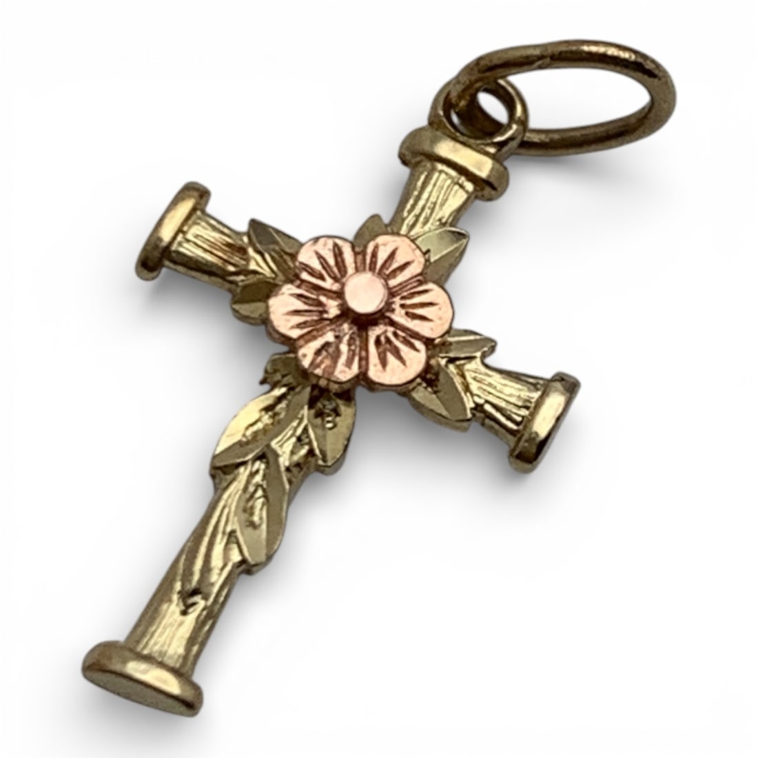 14k Yellow Gold Cross Pendant: Marked 14k - 3/4" Long - 0.3 DwtGemstones Tested With Presidium Gem Tester Il - Berners Does Not Guarantee Authenticity Of Gemstones