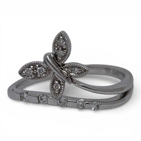 14k White Gold & Diamond Butterfly Ring