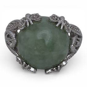 Sterling Silver & Green Jade Ring