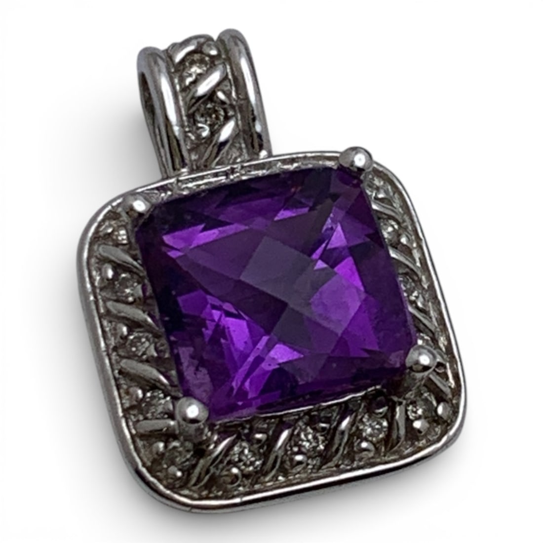 14k White Gold Diamond & Amethyst Pendant (1 of 3)