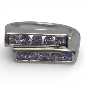 Sterling Silver Ring With Purple Stones