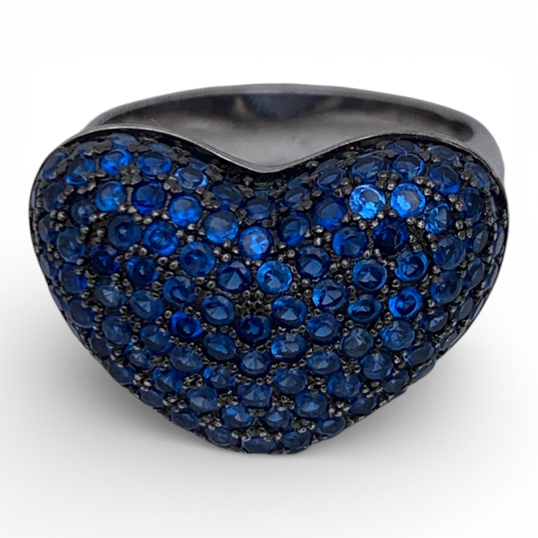 Sterling Silver Heart Ring With Blue Stones (1 of 12)