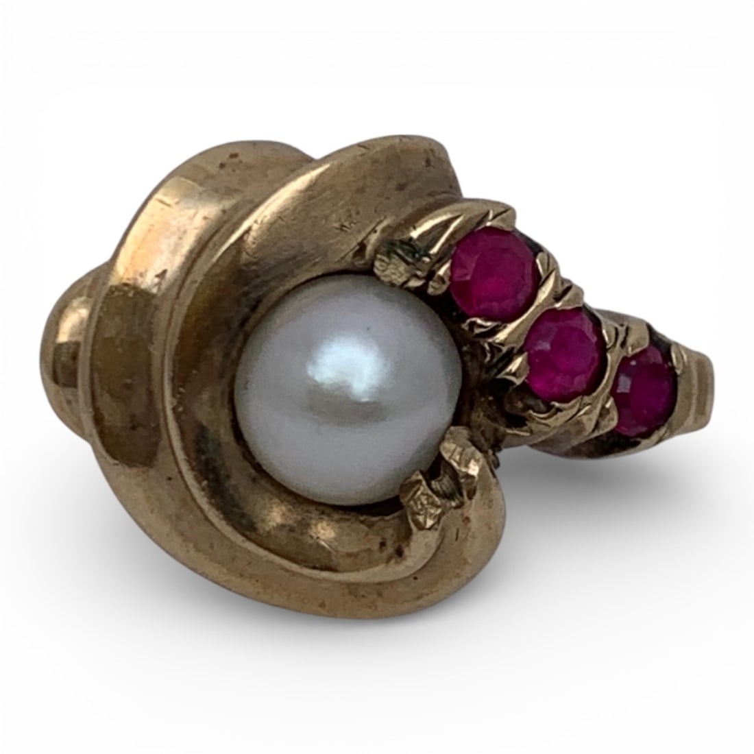 10k Yellow Gold Pearl & Ruby Ring (1 of 4)