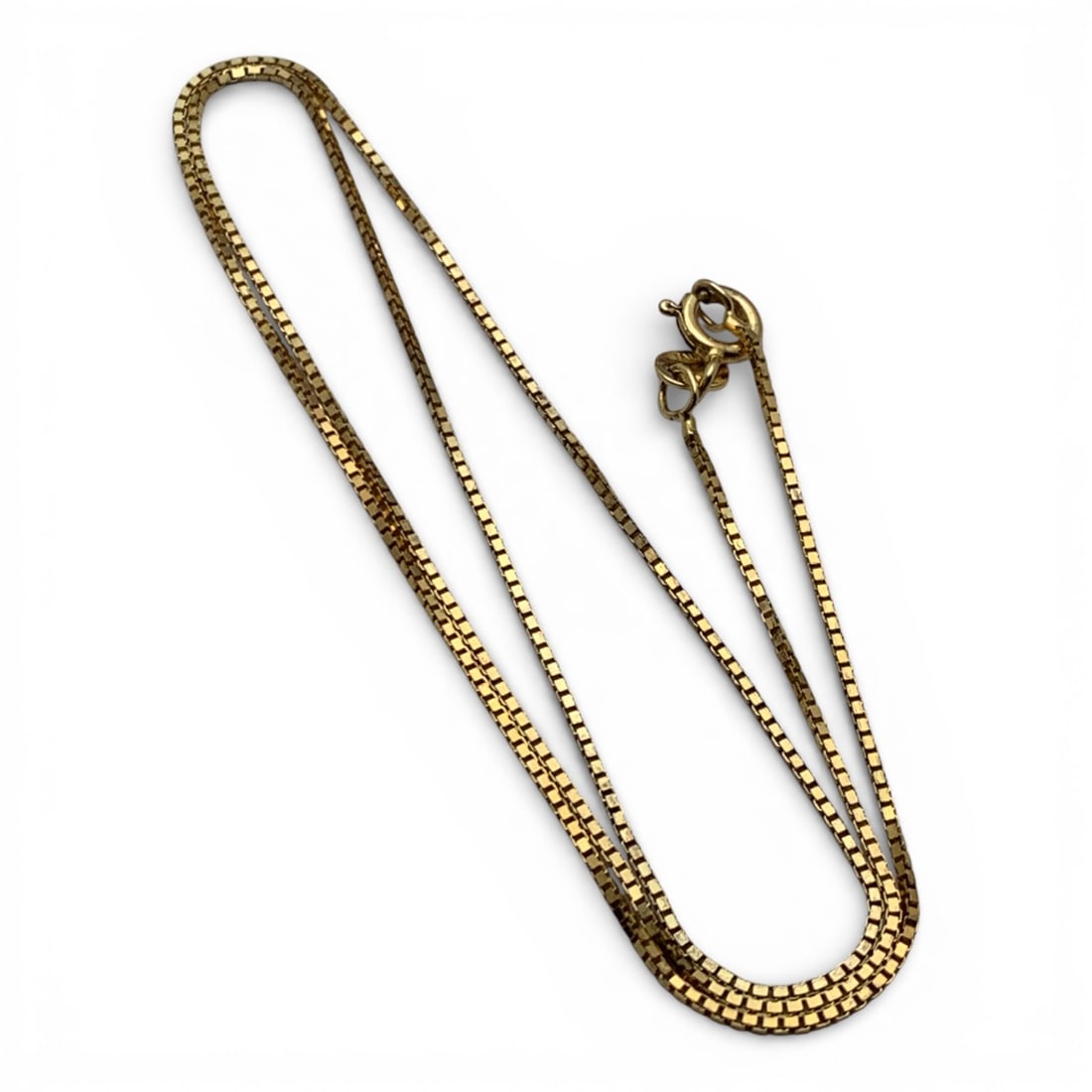 Sterling Silver Gold Tone Box Chain Necklace: Marked 925 - 18" Long - 2.3 Grams