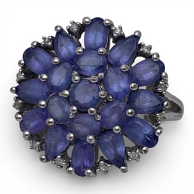 Sterling Silver Ring With Purple Stones