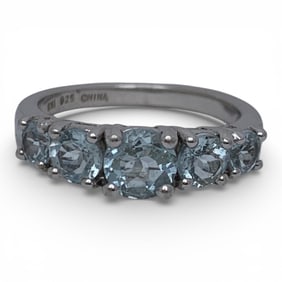 Sterling Silver Ring With Blue Stones