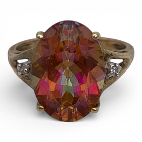 10k Yellow Gold Diamond & Sapphire Ring