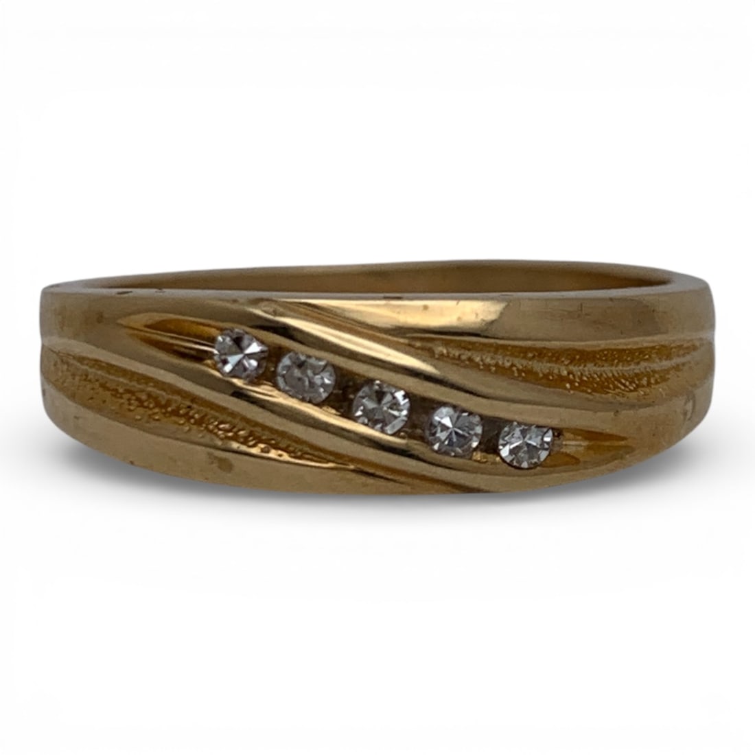 14k Yellow Gold & Diamond Ring: Marked 14k - Size 11 - 3.8 DwtGemstones Tested With Presidium Gem Tester Il - Berners Does Not Guarantee Authenticity Of Gemstones