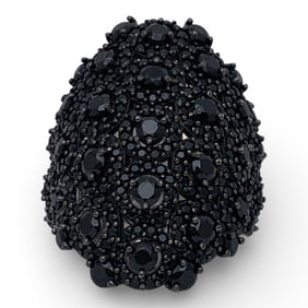 Sterling Silver Ring With Black Stones