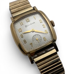 Bulova 10k Rolled Gold Plate Stretch Band Watch