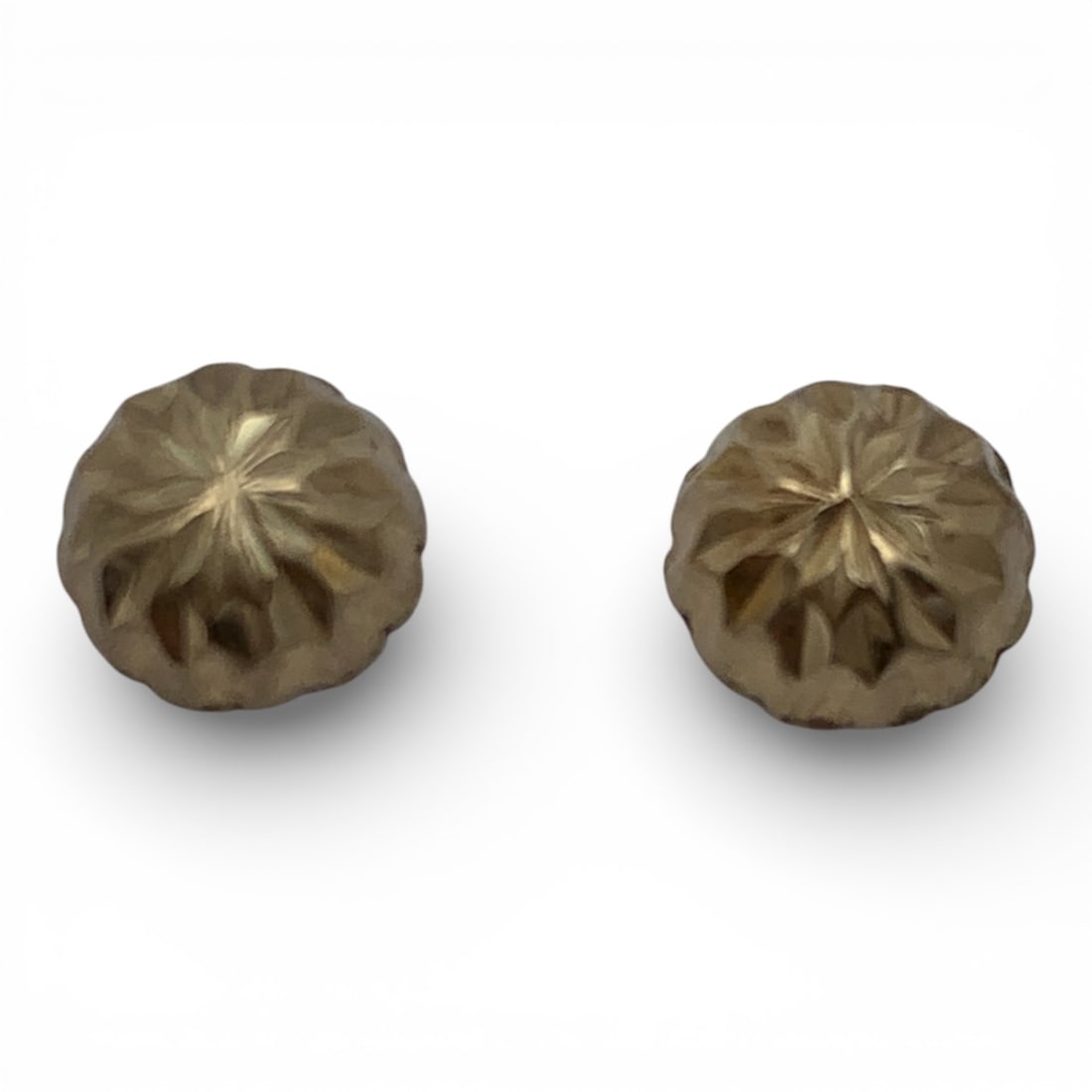 Pair Of 14k Yellow Gold Earrings: Marked 14k - 1/4" Diameter - 0.4 DwtGemstones Tested With Presidium Gem Tester Il - Berners Does Not Guarantee Authenticity Of Gemstones