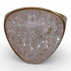 Sterling Gold Tone Ring With White Stone