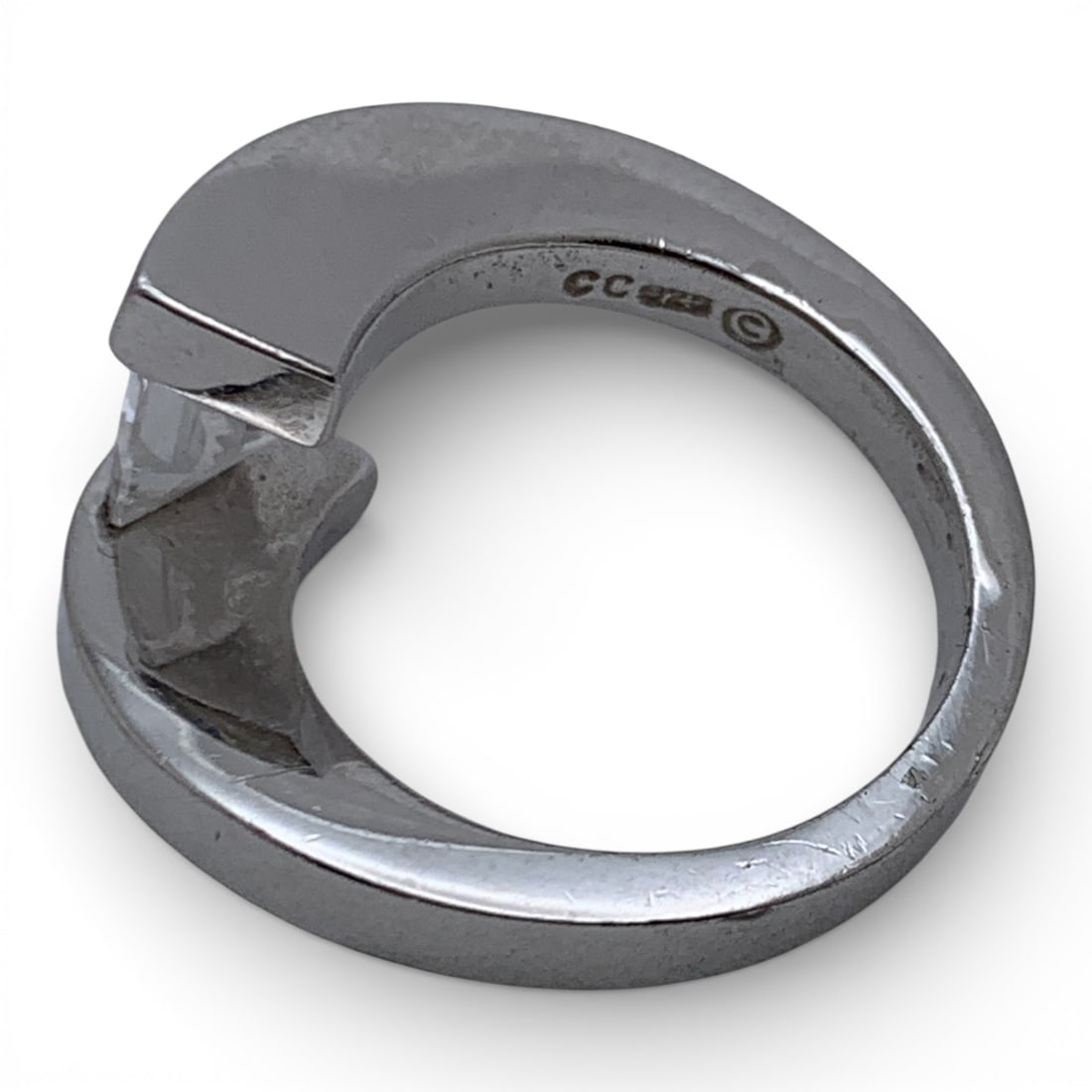 Sterling Silver Ring With Clear Stone - 11