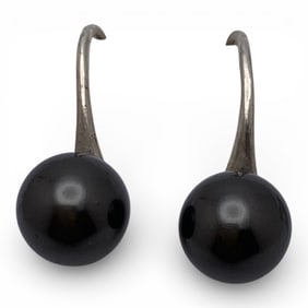 Pair Of Sterling Silver & Pearl Earrings