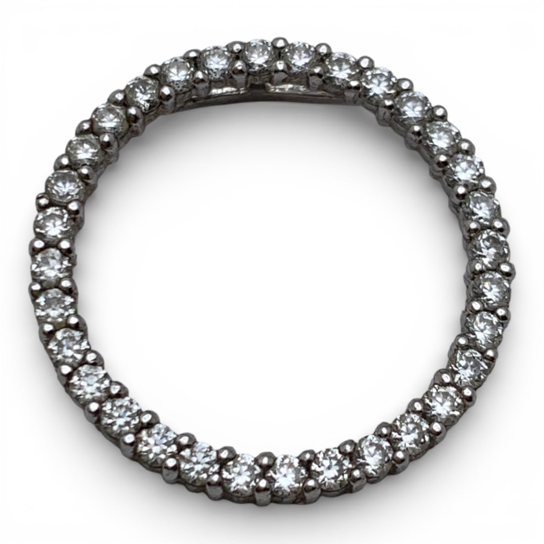 Sterling Silver & Cubic Zirconia Pendant: Marked 925 Cz - 7/8" Long - 2.1 Grams