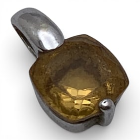 14k White Gold & Citrine Pendant
