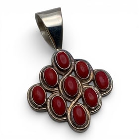 Sterling Silver & Coral Pendant