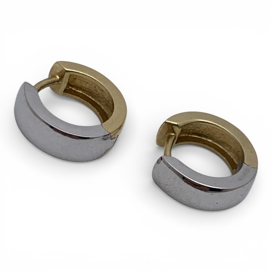 Pair Of 14 Bi Color Gold Hoop Earrings: Marked 585 - 1/2" Long - 2.0 DwtGemstones Tested With Presidium Gem Tester Il - Berners Does Not Guarantee Authenticity Of Gemstones