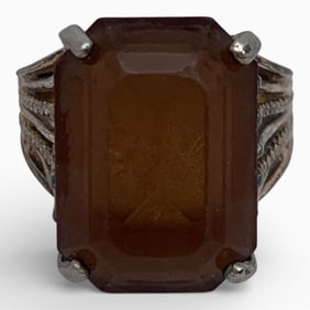 Sterling Silver Ring With Orange Stone