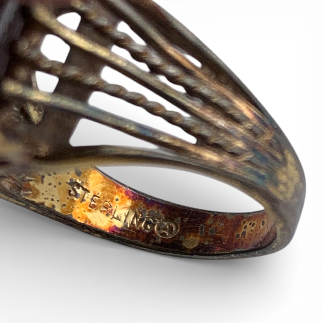 Sterling Silver Ring With Orange Stone - 3