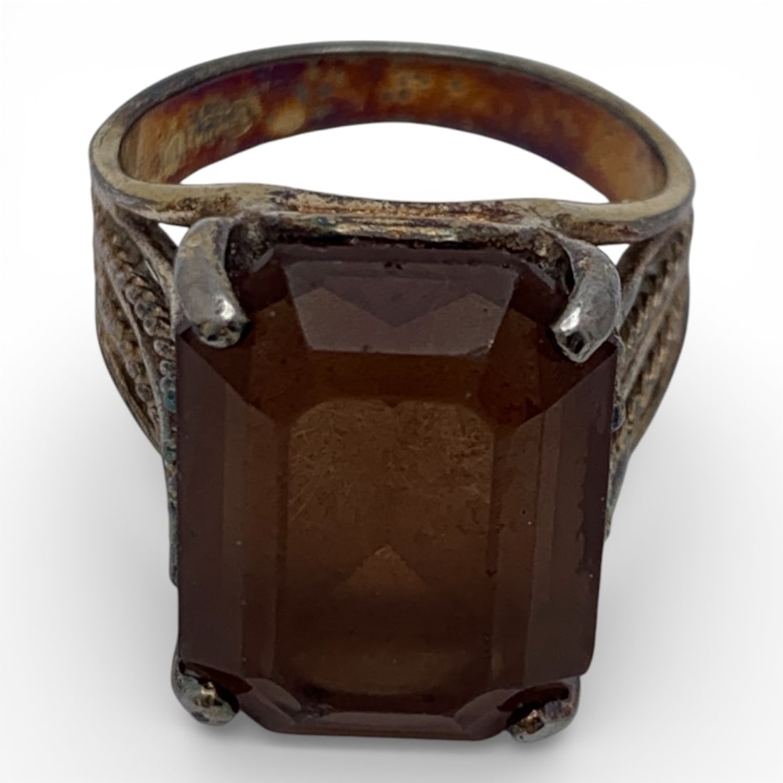 Sterling Silver Ring With Orange Stone - 4