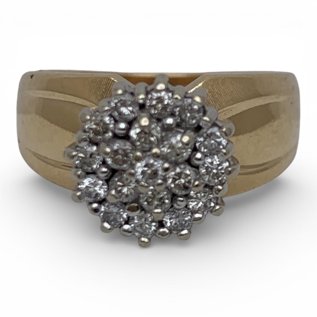 14k Yellow Gold & Diamond Ring: Marked 14k - Size 7 - 3.4 DwtGemstones Tested With Presidium Gem Tester Il - Berners Does Not Guarantee Authenticity Of Gemstones