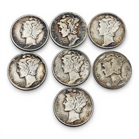 Group Of 7 Silver Mercury Dimes