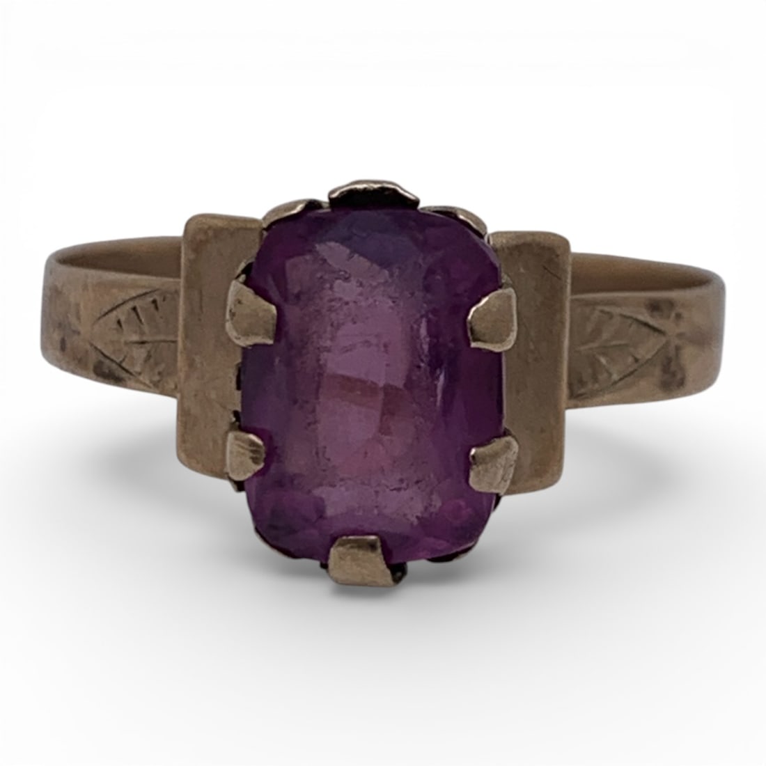 Victorian 14k Yellow Gold & Purple Stone Ring: Tests 14k - Size 7.75 - 1.1 DwtGemstones Tested With Presidium Gem Tester Il - Berners Does Not Guarantee Authenticity Of Gemstones