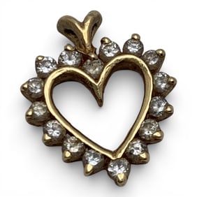 14k Yellow Gold & Diamond Heart Pendant