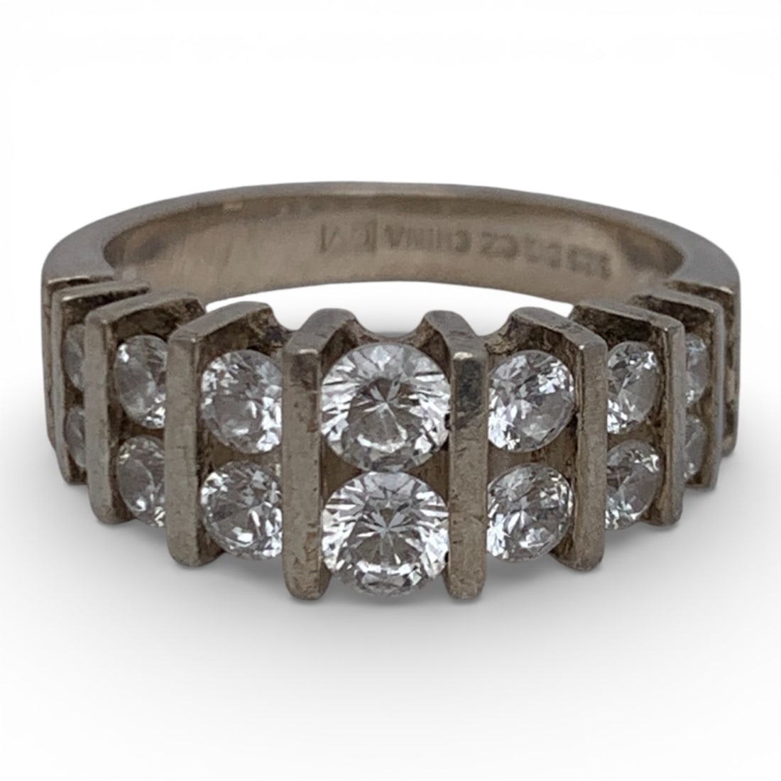 Sterling Silver & Cubic Zirconia Ring: Marked 925 - Size 6 - 4.5 Grams