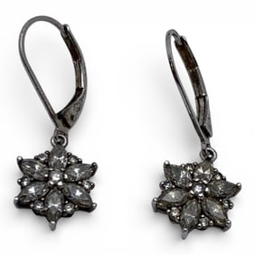 Pair Of Sterling Silver Earrings With Clear Stones