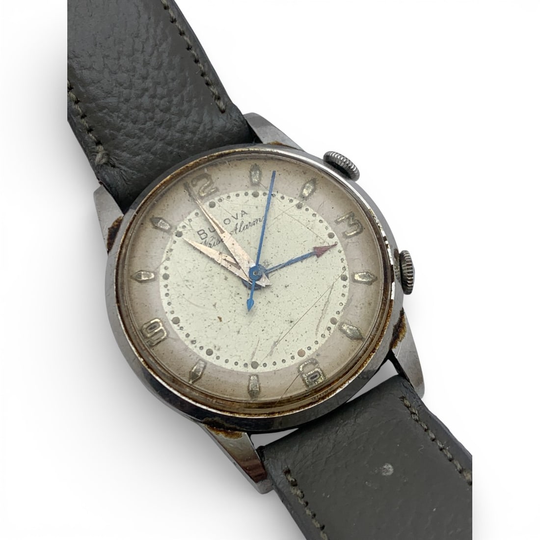 Vintage Bulova Wrist Of Alarm Men's Wrist Watch: Marked On Face: Bulova, Wrist Of Alarm, SwissMarked On Back: 7074739 1/4" Face Diameter - 40.9 Grams