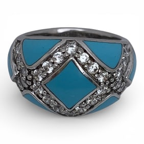 Sterling Cubic Zirconia & Blue Stone Ring