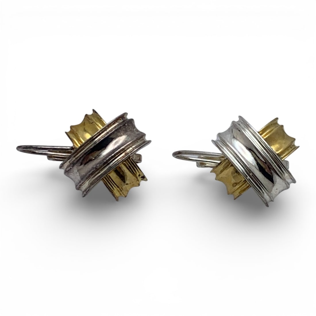 Pair Of Sterling Silver Earrings: Marked 925 - 7/8" Long - 6.8 Grams