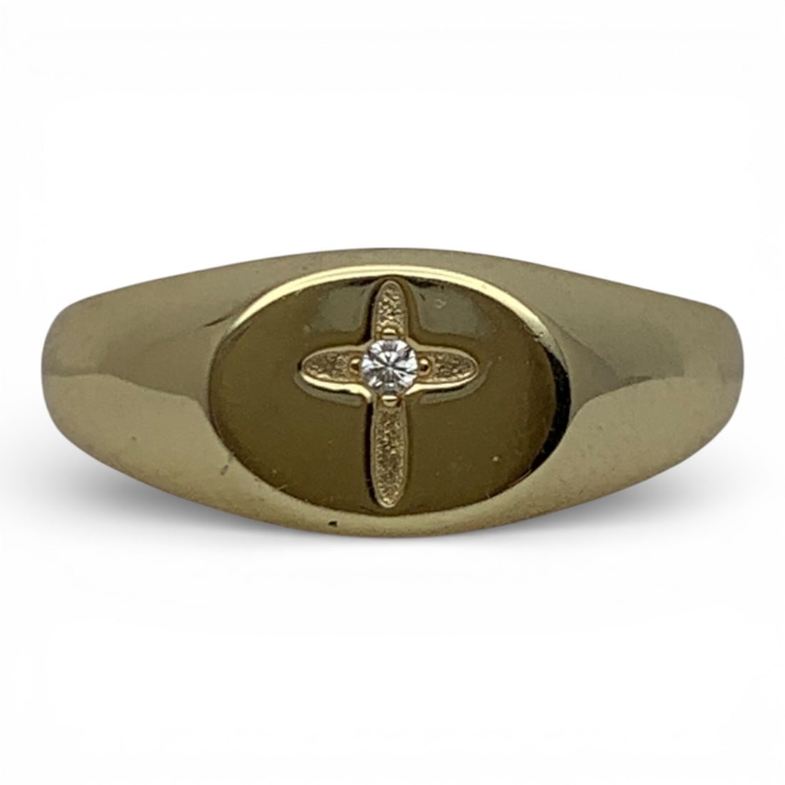 Sterling Gold Tone Cross Ring With Clear Stone (1 of 3)