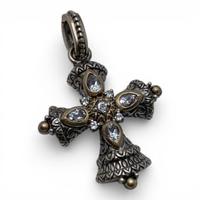 Sterling & 17k Gold Cross Pendant