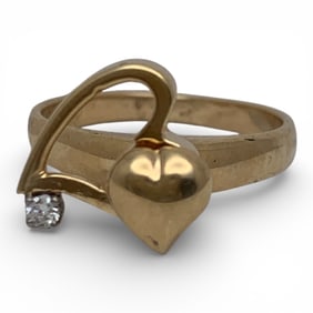 14k Yellow Gold & Diamond Heart Ring