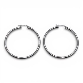 Pair Of 14k White Gold Hoop Earrings