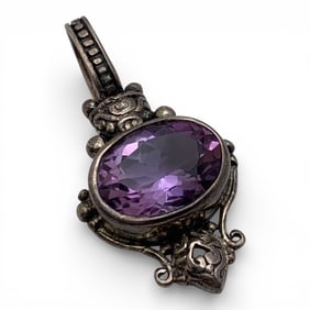 Silver & Purple Stone Pendant