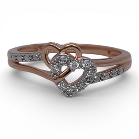 Sterling Bronze Tone Ring With Clear Stones