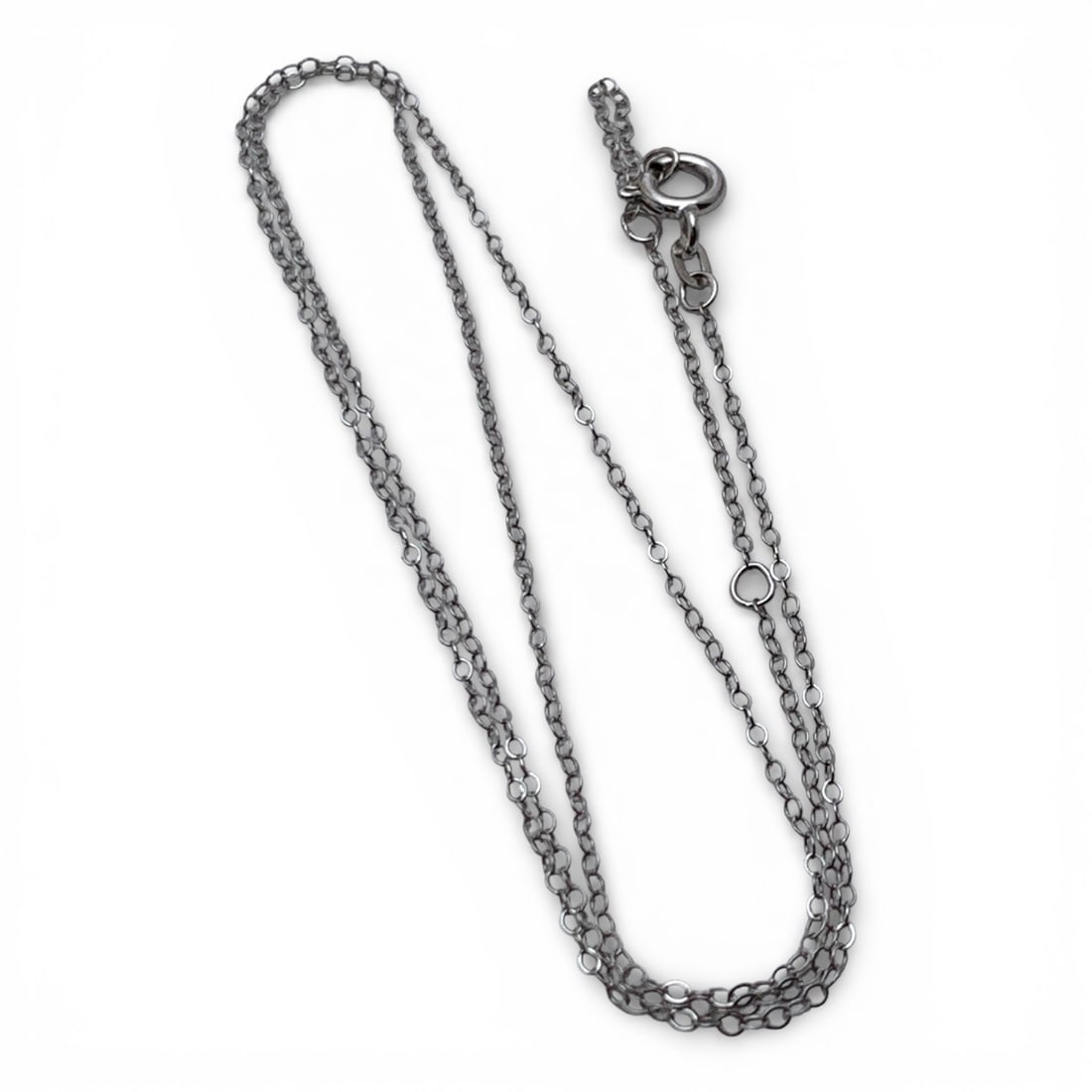 14k White Gold Necklace: Marked 14k - 18 1/4" Long - 0.4 DwtGemstones Tested With Presidium Gem Tester Il - Berners Does Not Guarantee Authenticity Of Gemstones