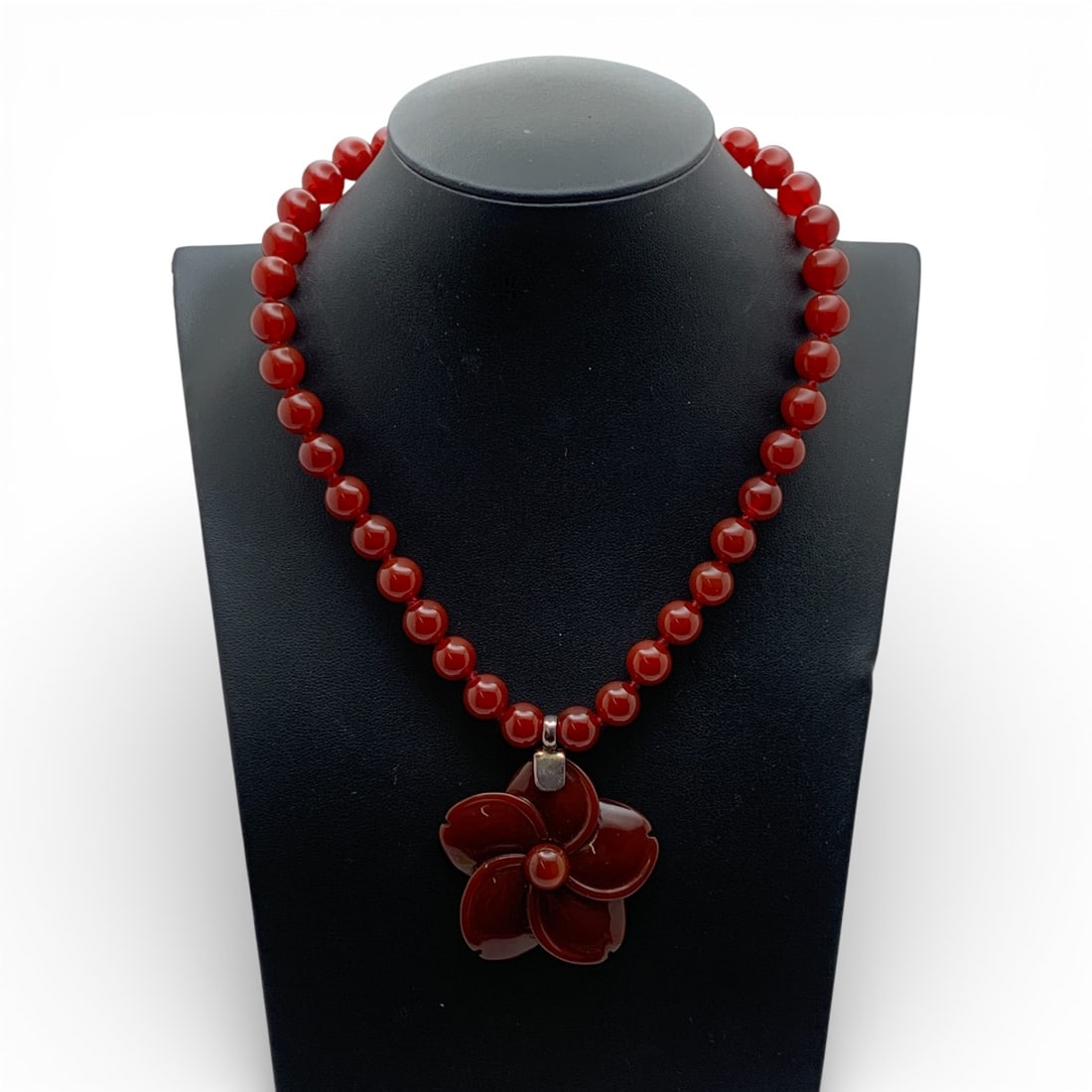 Carnelian & Sterling Silver Pendant Necklace (1 of 3)