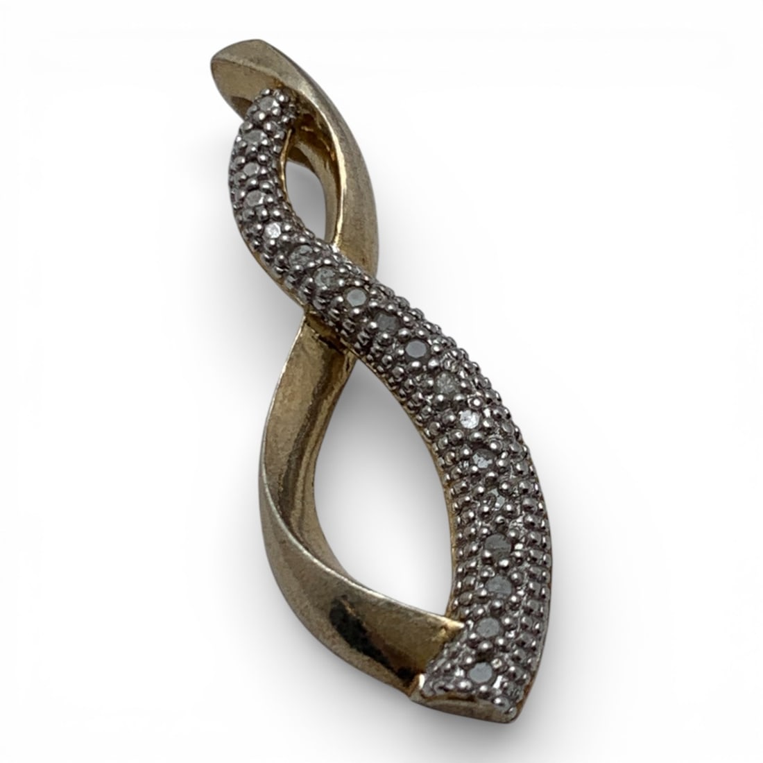 Sterling Silver & Diamond Pendant: Marked 925 - 1 3/8" Long - 2.9 Grams