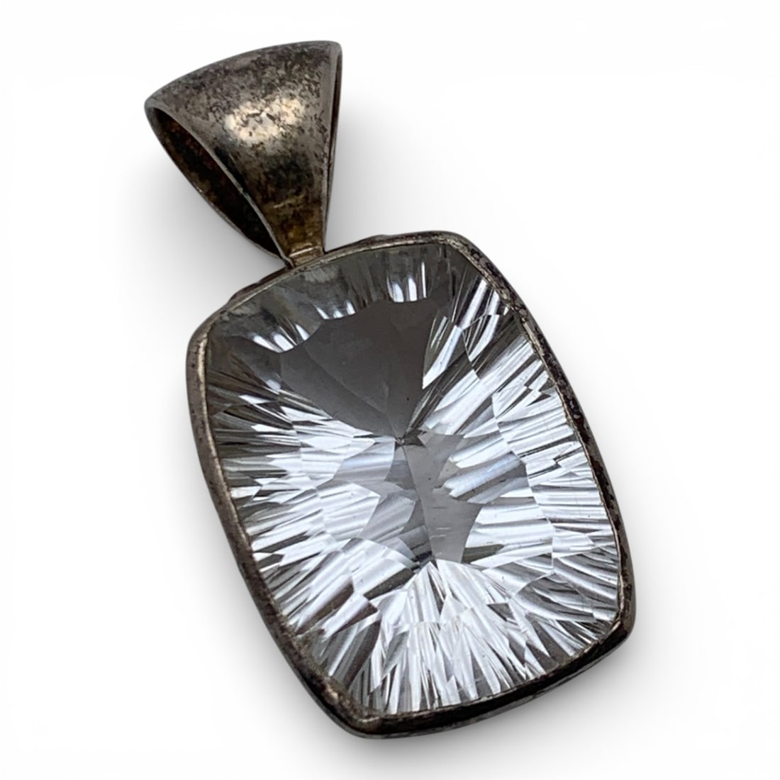 Sterling Silver Pendant With Large Clear Stone (1 of 6)