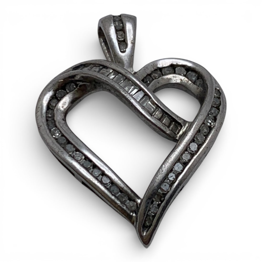 Sterling Silver & Diamond Heart Pendant (1 of 3)