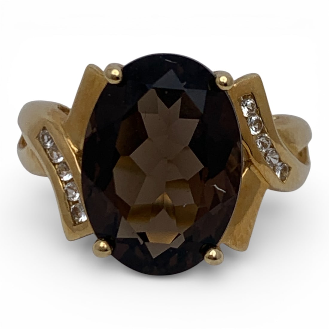 14k Yellow Gold Diamond & Brown Spinel Ring: Marked 14k - Size 7 - 3.6 DwtGemstones Tested With Presidium Gem Tester Il - Berners Does Not Guarantee Authenticity Of Gemstones