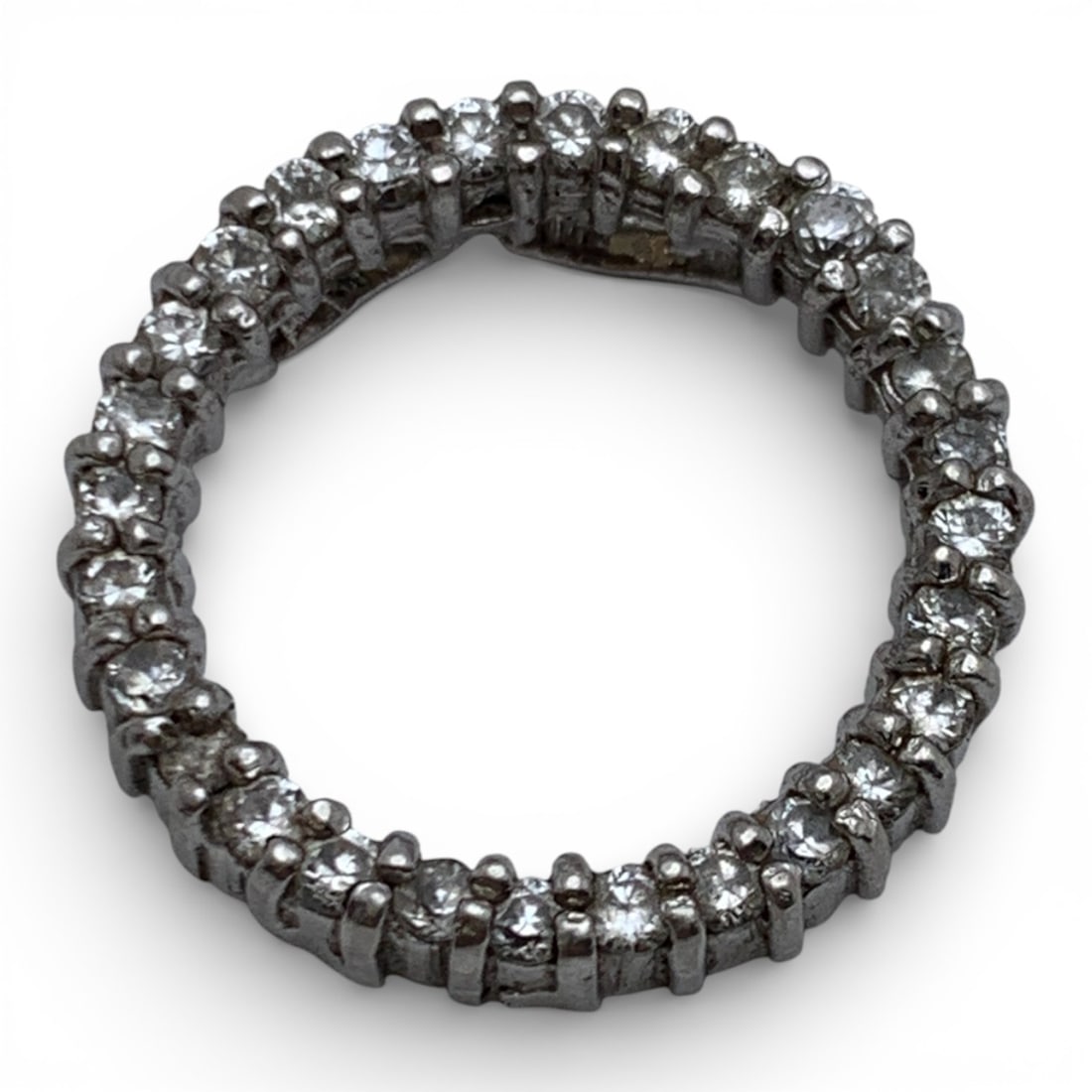 Sterling Silver Pendant With Clear Stones: Marked 925 - 7/8" Long - 4.4 Grams