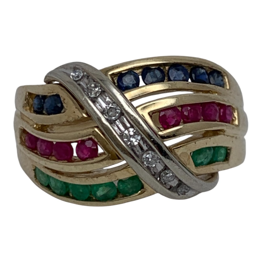 10k Gold & Diamond Ring W Precious Stones (1 of 4)