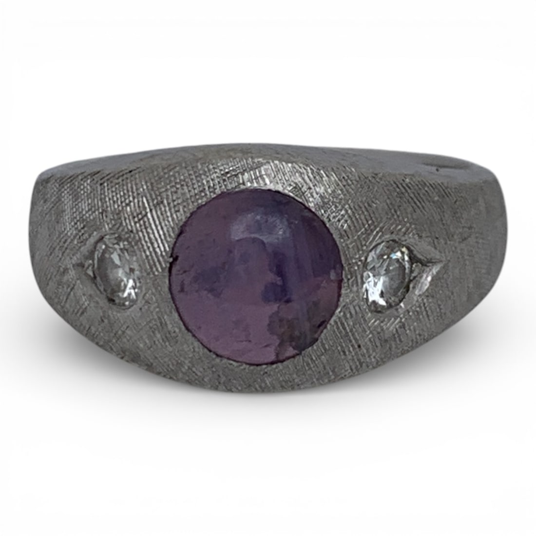 14k White Gold & Diamond Ring: Marked 14k - Size 7.25 - 4.4 DwtGemstones Tested With Presidium Gem Tester Il - Berners Does Not Guarantee Authenticity Of Gemstones