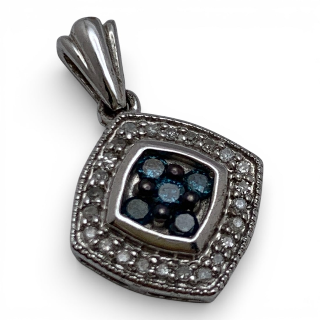 Sterling Silver Pendant W Blue & Clear Stones (1 of 3)